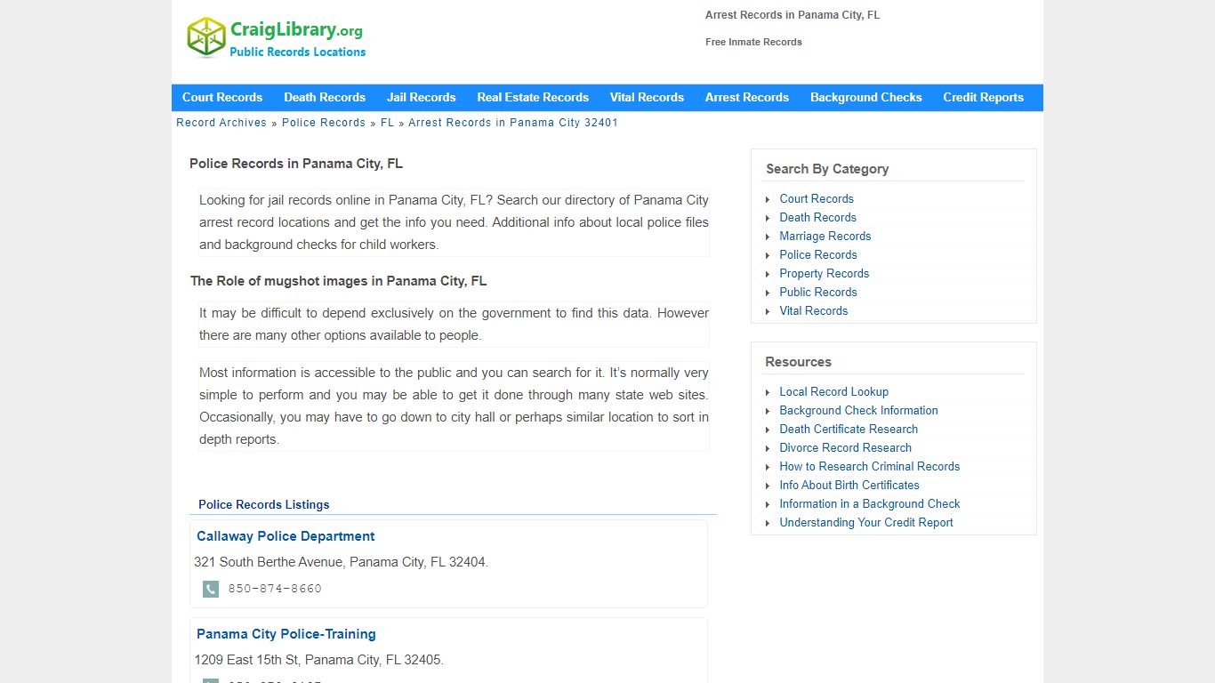 Arrest Records in Panama City, FL - Free Inmate Records